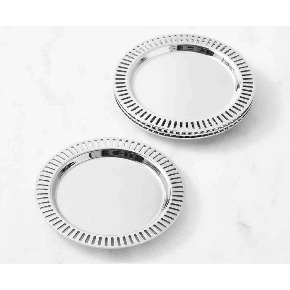 ANNA New York Set of 4 Stainless Steel Striations Coasters New in Box Retail $79